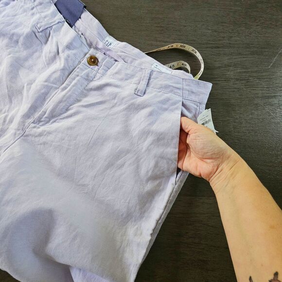 Gap Pants Women’s 16 Lilac Purple Linen Blend Girlfriend Chino Crop Flat Front - Picture 3 of 10